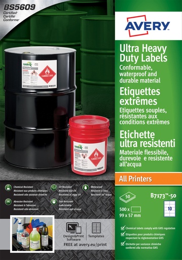 [1419988] Etiket Avery B7173-50 99x57mm polyethyleen wit 500 etiketten