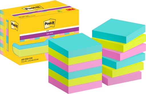 [1420091] Memoblok Post-it 622 Super Sticky 47,6x47,6mm Cosmic 12 stuks