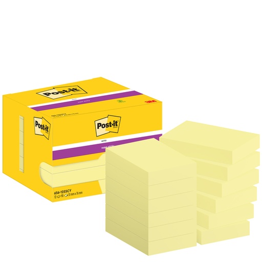 [1420094] Memoblok Post-it 656 Super Sticky 51x76mm geel 12 stuks