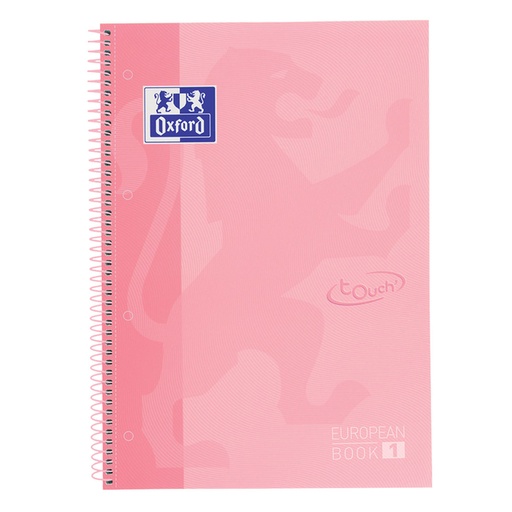 [1420115] Notitieboek Oxford Touch Europeanbook A4+ 4-gaats lijn 80vel pastel roze