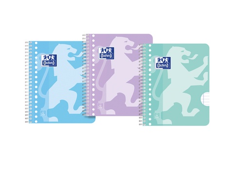 [1420122] Collegeblok Oxford School A5+ lijn 17-gaats 160 pagina's 80gr pastel assorti 3 stuks