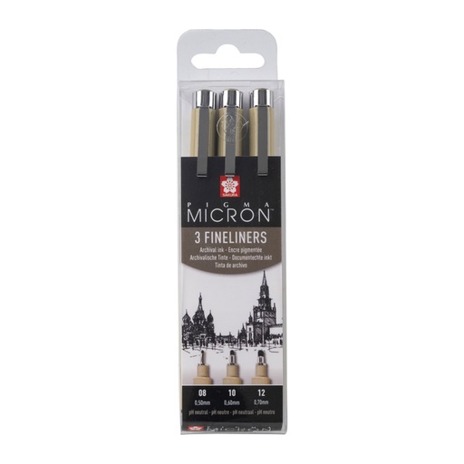 [1420285] Fineliner Sakura Pigma Micron set à 3 schrijfbreedtes breed zwart