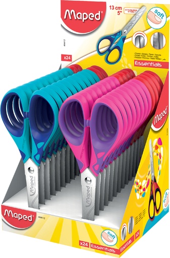 [337073] Kinderschaar Maped Essentials Soft 13cm display á 24 stuks assorti
