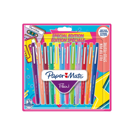 [1421325] Fineliner Paper Mate Flair retro medium assorti blister à 12 stuks