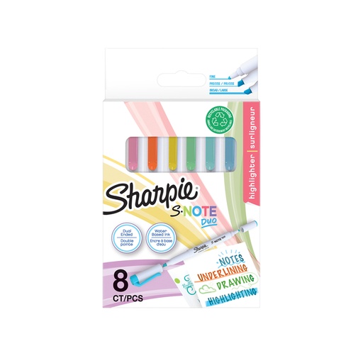 [1421329] Markeerstift Sharpie S-note Duo assorti blister à 8 stuks