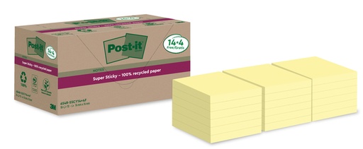 [1421455] Memoblok Post-it 654 RSS12CY 76x76mm geel 14+4 gratis