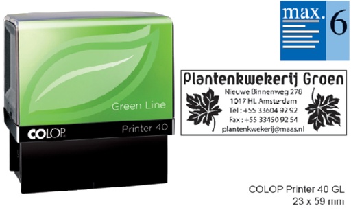 [350852] Tekststempel Colop Printer 40 Green Line personaliseerbaar
