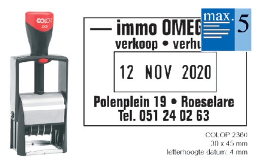[351004] Woord-datumstempel Colop 2360 personaliseerbaar 30x45