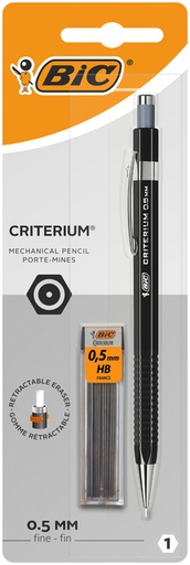 [1423271] Vulpotlood Bic Criterium HB 0.5mm inclusief 12 stiften zwart blister à 1 stuk