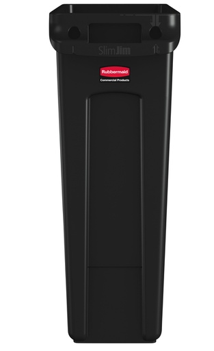 [1424382] Afvalbak Rubbermaid Slim Jim Vented met luchtsleuven 87liter zwart