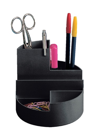 [370021] Pennenkoker MAUL roundbox 7 vakken Ø140x125mm zwart