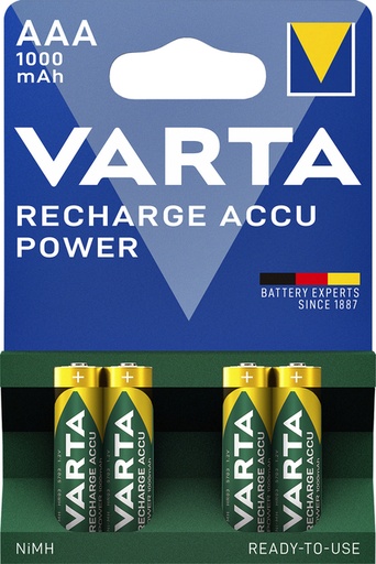 [413876] Batterij oplaadbaar Varta 4xAAA 1000mAh ready2use
