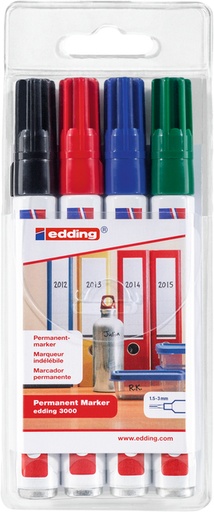 [1432904] Viltstift edding 3000 creatief rond 1.5-3mm assorti blister à 4 stuks