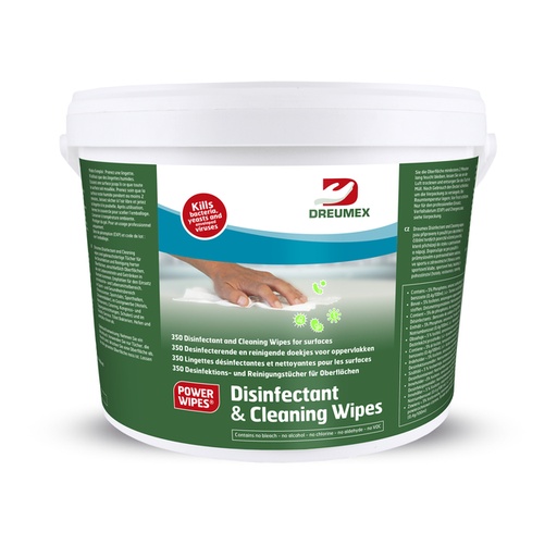 [1433061] Desinfectiedoekjes Dreumex Disinfectant & Cleaning emmer 350 stuks wit