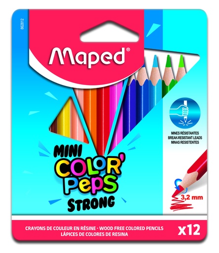 [1434213] Kleurpotlood Maped Color'Peps Mini Strong set à 12 kleuren