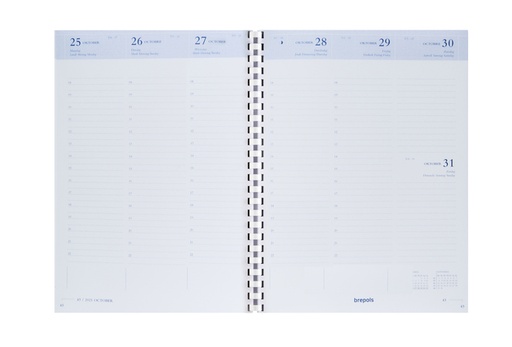 [901109] Agendavulling 2027 Brepols Timing 7dagen/2pagina's spiraal wit