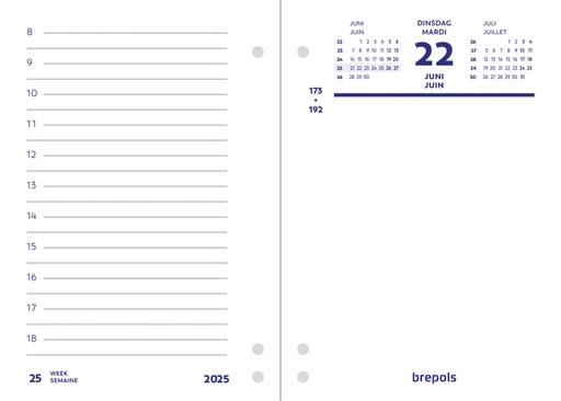 [336033] Omlegblok 2027 Brepols 1dag/2pagina's universele ponsing