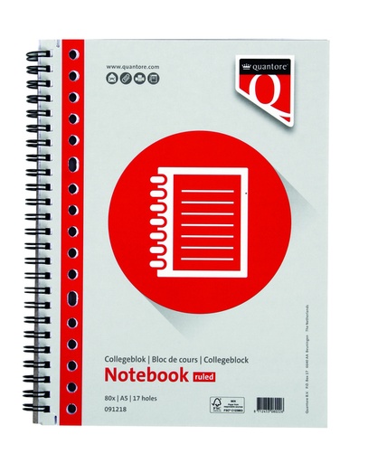 [091218] Collegeblok Quantore A5 lijn 17-gaats 80vel 70gr