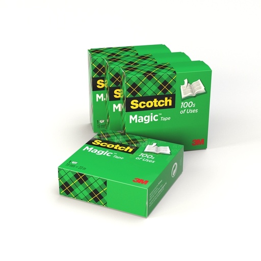 [801348] Plakband Scotch Magic 810 19mmx33m onzichtbaar transparant  4 rollen