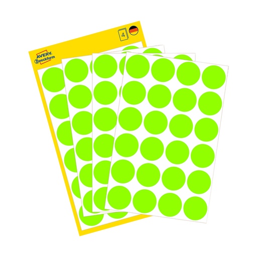 [811034] Etiket Avery Zweckform 3174 rond 18mm lichtgroen 96stuks