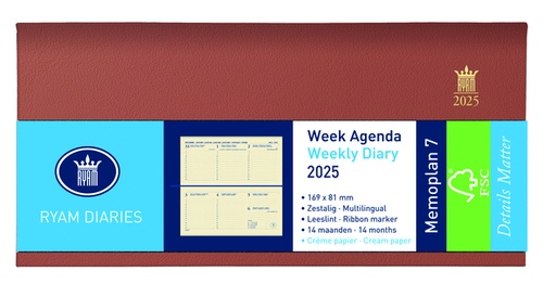 [900100] Agenda 2026 Ryam Memoplan 7 Nappa 7dagen/2pagina's landscape assorti