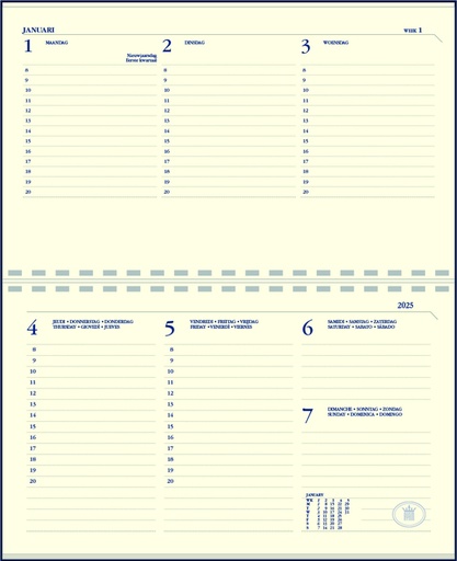 [900127] Agendavulling 2026 Ryam Memoplan 7 Compact 7 dagen/2pagina's landscape crème