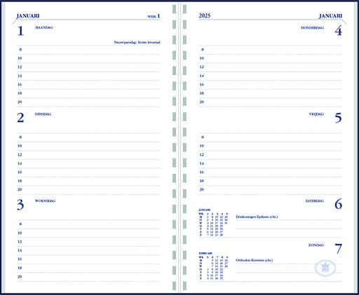 [900130] Agendavulling 2027 Ryam Memoplan 7 7dagen/2pagina's wit