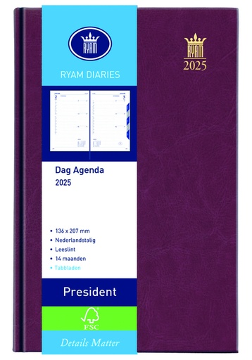 [900180] Agenda 2027 Ryam President 1dag/1pagina bordeaux