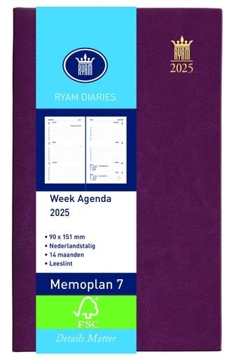[900190] Agenda 2026 Ryam Memoplan 7 Suprema 7dagen/2pagina's bordeaux