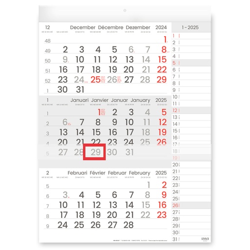 [1388878] 3-Maandkalender 2026 INNI Manager compact-formaat notes