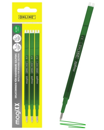 [1433977] Gelschrijvervulling Online Magixx 0.7mm groen blister à 3 stuks
