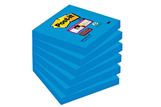[392455] Memoblok Post-it 654 Super Sticky 76x76mm blauw 90 vel