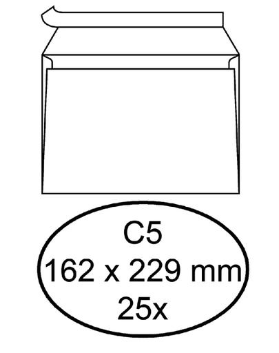 [158163] Envelop Quantore bank C5 162x229mm zelfklevend wit 25 stuks