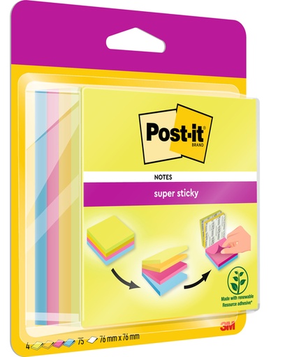 [392492] Memoblok Post-it 2014 Super Sticky 76x76mm smart kubus Rio 300 vel