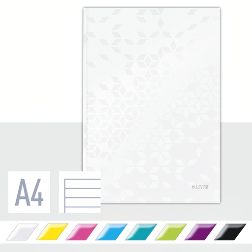 [011657] Notitieboek Leitz WOW A4 160blz 90gr lijn wit
