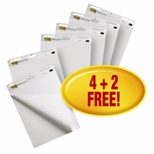 [392524] Meeting chart Post-it 559 Super Sticky 63.5x76.2mm wit 4+2 gratis