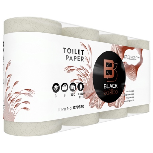 [1435128] Toiletpapier BlackSatino GreenGrow CT10 3-laags 8x250vel naturel 079870