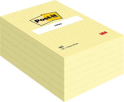 [392527] Memoblok Post-it 662 102x152mm ruit geel