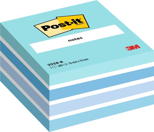 [392585] Memoblok Post-it 2028 76x76mm kubus pastel blauw