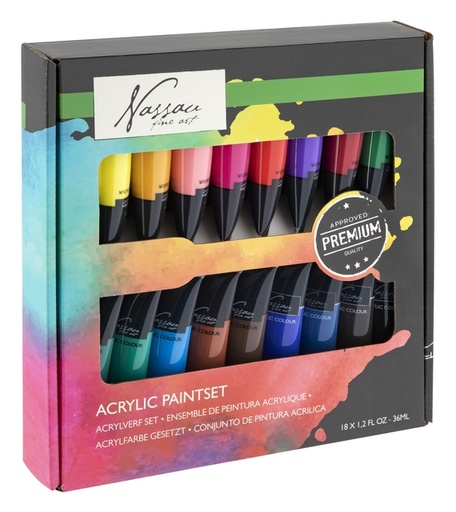 [1432926] Acrylverf Nassau fine art doos à 18 tubes à 36ml