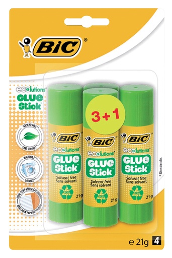 [835091] Lijmstift Bic Ecolutions 21gr blister à 3+1 gratis