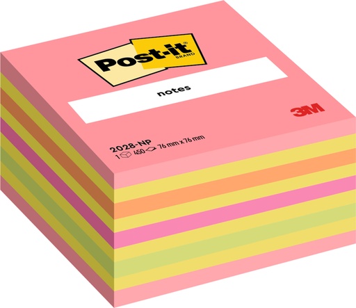[392622] Memoblok Post-it 2028 76x76mm kubus neon kleuren