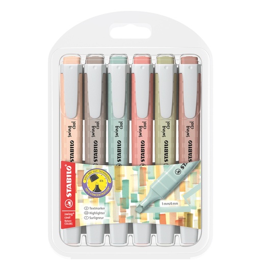 [1435362] Markeerstift STABILO Swing cool nature colors assorti 6 stuks