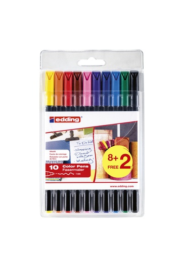 [1386937] Fineliner edding 1200 fijn assorti set à 8+2 gratis