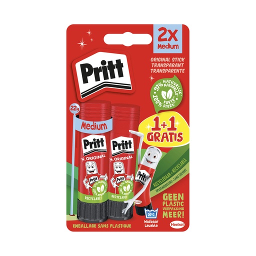 [1435361] Lijmstift Pritt Stick Original 22gr blister à 1 + 1 stuk gratis Promo