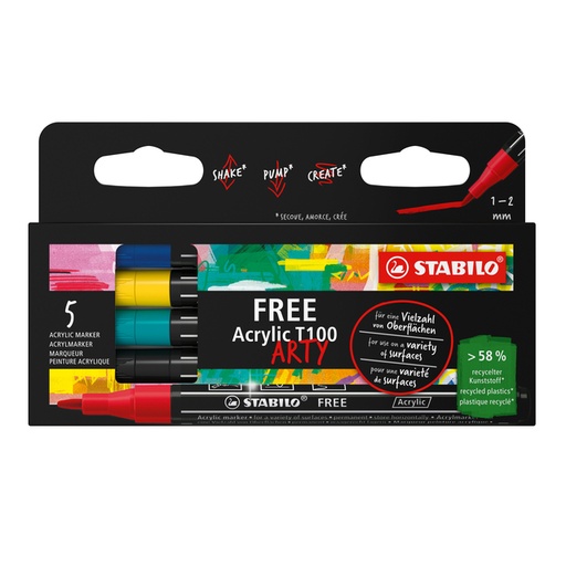 [1435396] Acrylmarker STABILO  Free Acrylic T100 Royal assorti 5 stuks