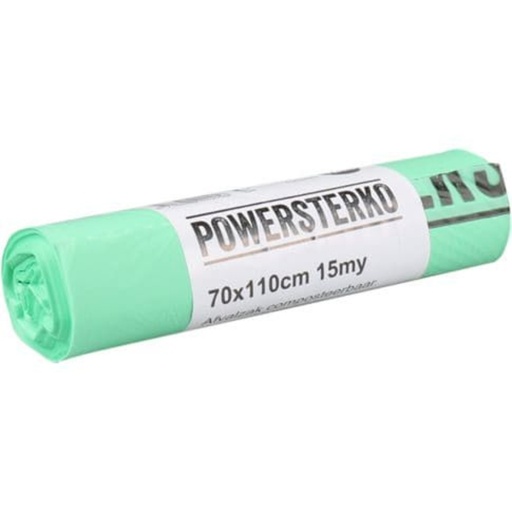 [1435676] Afvalzak Powersterko bioplastic T15 70x110cm 120L groen rol à 10 stuks