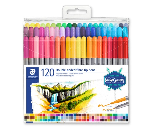 [1435690] Kleurstift Staedtler 3200 dubbele punt fijn en ultrafijn etui à 120 kleuren