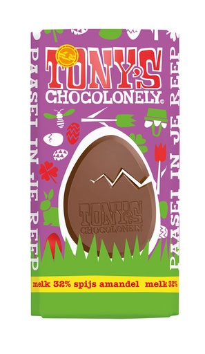 [961067] Chocolade Tony's Chocolonely paasreep melk met amandelspijs en nootjes 180gr