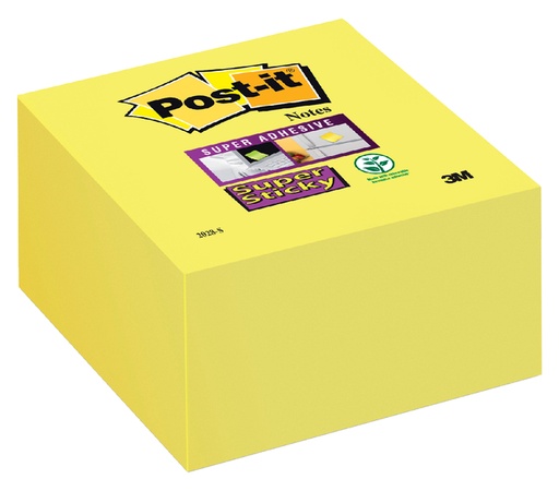 [392701] Memoblok Post-it 2028 Super Sticky 76x76mm kubus geel